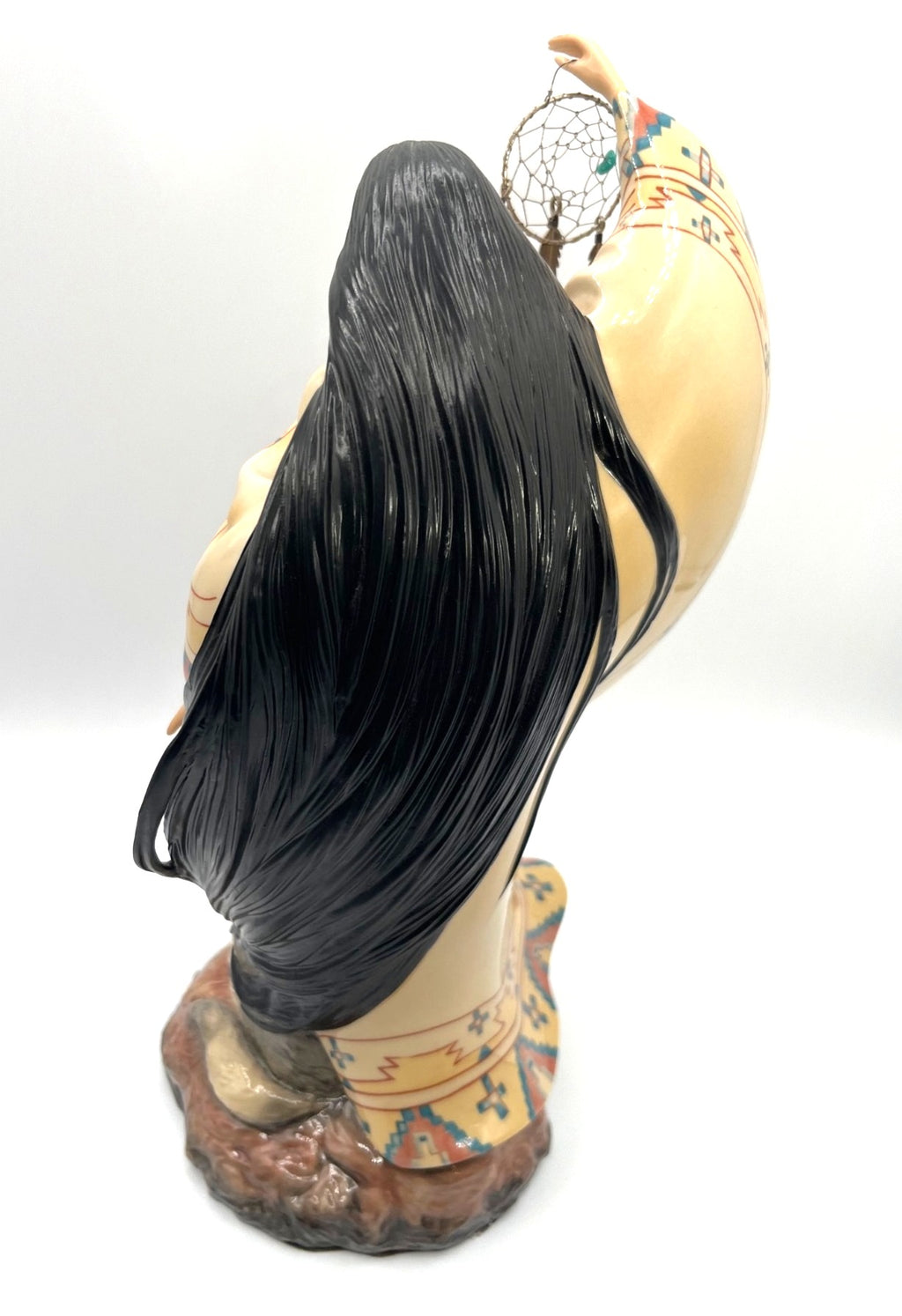 The Dreamcatcher Native American Woman Figurine With Wolf by Jo Anne Bird for Franklin Mint - 11.5" Tall