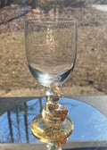 Walt Disney Winnie the Pooh Goblet Glass Clear Bowl Amber Pooh and Hunny Pot 6.25" tall