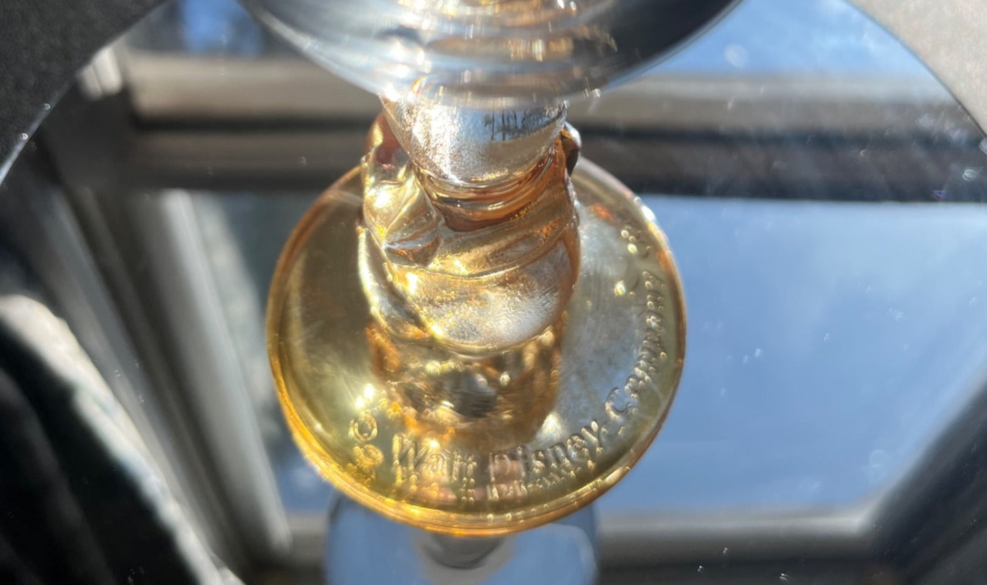 Walt Disney Winnie the Pooh Goblet Glass Clear Bowl Amber Pooh and Hunny Pot 6.25" tall