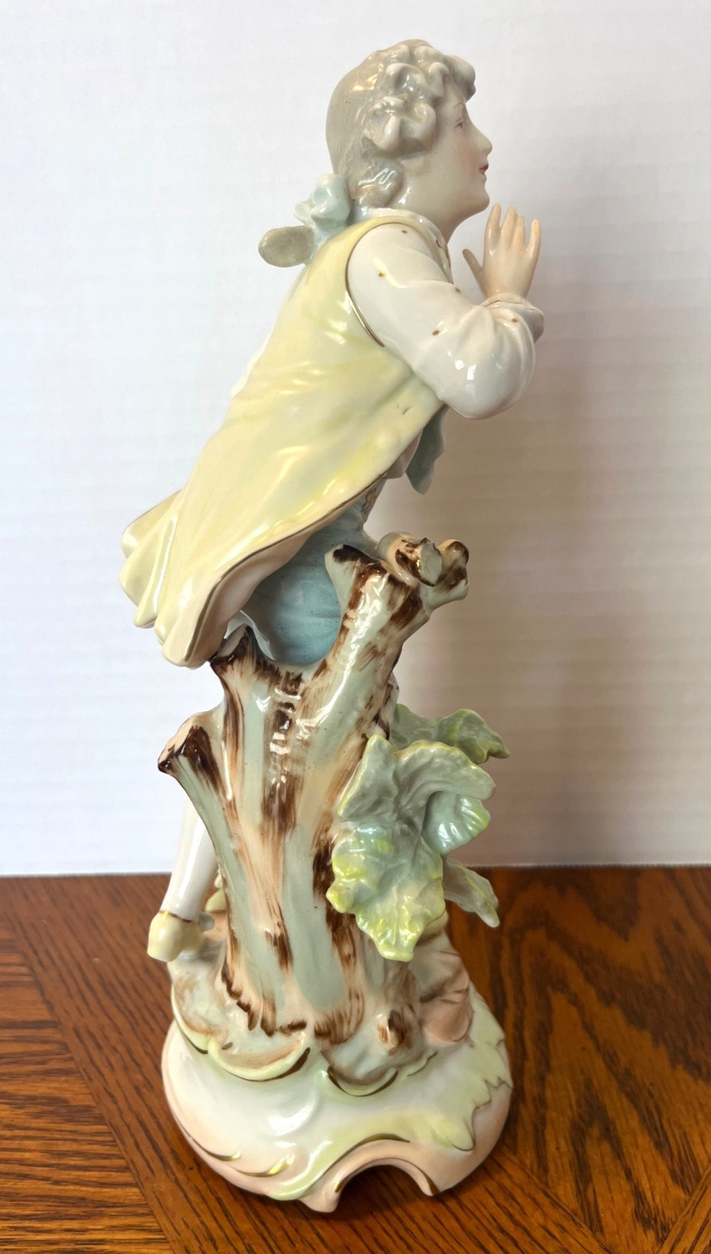 Antique Arnart Porcelain Figurine Of Victorian Boy With Flower Basket 10" Tall