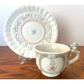Precious Moments July Teacup Saucer Enesco 1994 Heart & Bird Design Floral Accents Collectible Porcelain Set