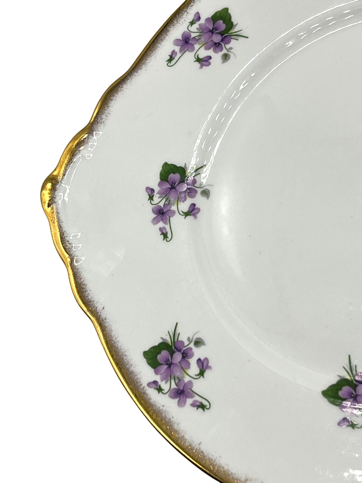 Vintage Salisbury England Bone China Serving Plate With Wild Violets Floral Design & Gold Trim 11 x 9"